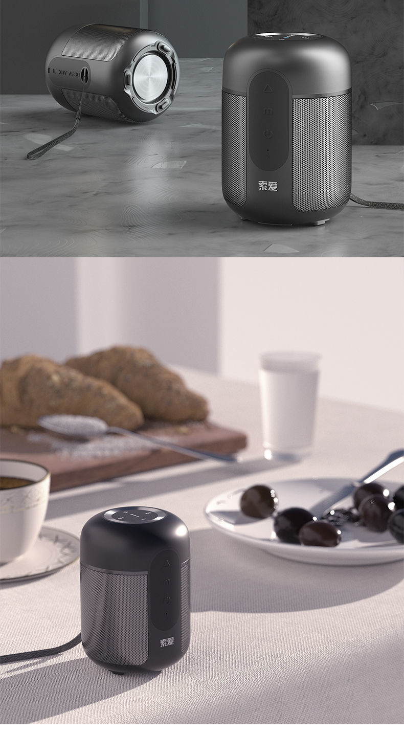 索爱e30蓝牙音箱小音响超重低音炮家用无线迷你钢炮随身大音量便携式