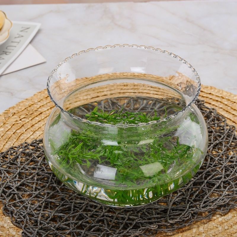 玻璃小鱼缸圆形缸金鱼缸花边水培植物生态水族箱养鱼乌龟特价造景14