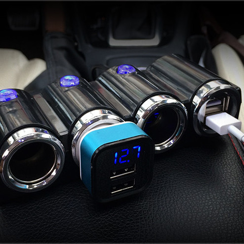 《车载点烟器货车点烟器24v专用充电器独立开关一拖三usb车充可点烟 s