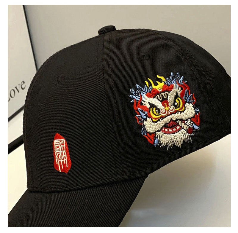 【慕熙威尔(muxiweier)帽子】 慕熙威尔醒狮国潮舞狮鸭舌帽中国风棒球