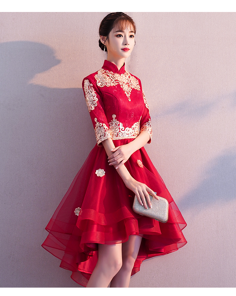 敬酒服新娘女短款秋款新婚衣服订婚回便装礼服连衣裙