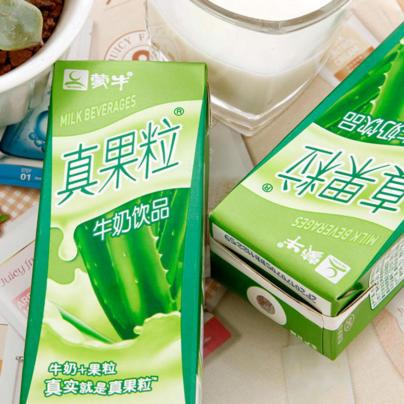 4月产蒙牛真果粒250g12盒芦荟味果粒饮品