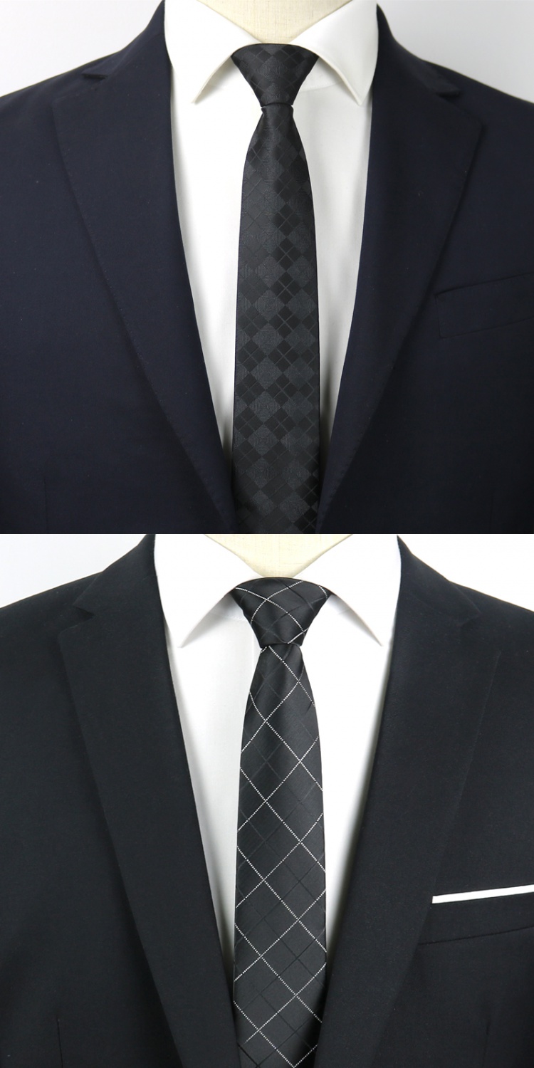 suntek黑色领带男正装商务手打光面韩版6cm免打波点拉链式小领呔窄5cm