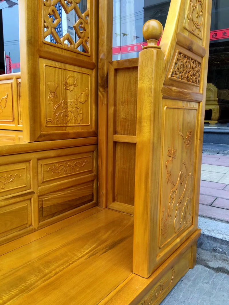 老式花床红花梨仿古中式月洞踏步床实木架子床明清复仿古典代床