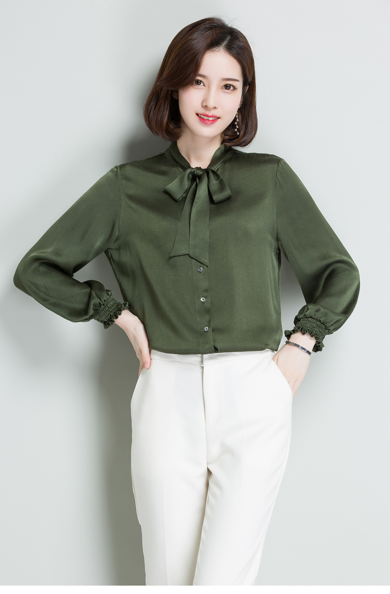 恒源祥女士桑蚕丝衬衫夏装2020新款时尚百搭桑蚕丝长袖上衣