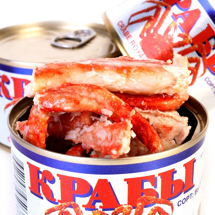俄罗斯进口蟹腿肉罐头帝王蟹肉即食海鲜罐头特产240g好吃特价邮