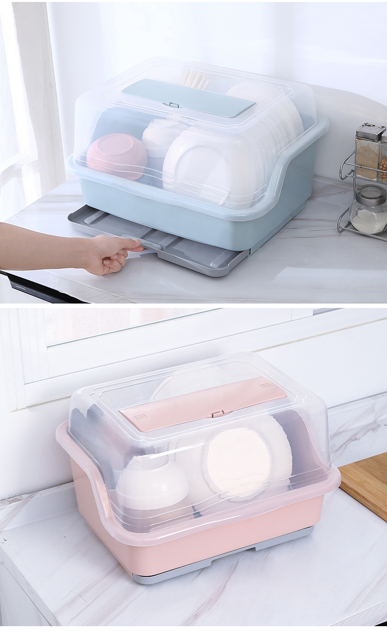 厨房装碗筷收纳盒沥水碗柜带盖碗碟法耐fanai收纳架餐具用品家用大全