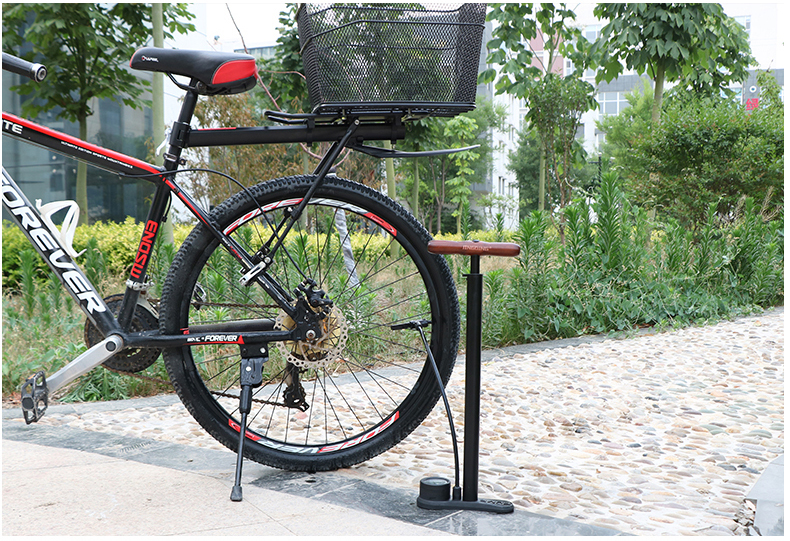 运动户外自行车打气筒复古实木手柄公路山地车落地高压打气筒美嘴法嘴