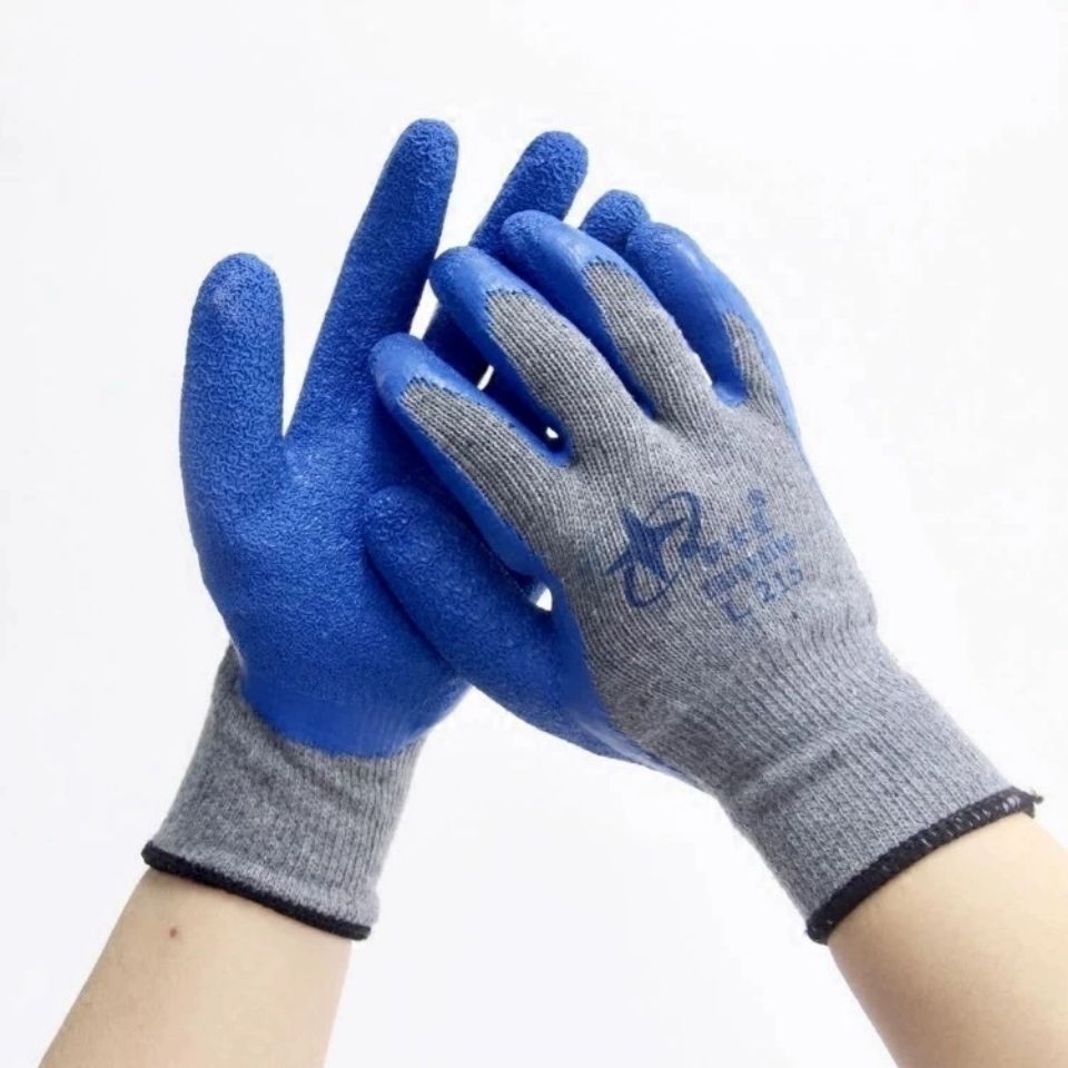 《星宇蓝色l215织女星耐磨防滑耐用手套批发劳保防护橡胶皮手套 星宇