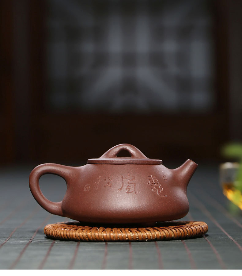 小号景舟石瓢紫砂壶刻绘周婷全手工宜兴茶壶厂家直销