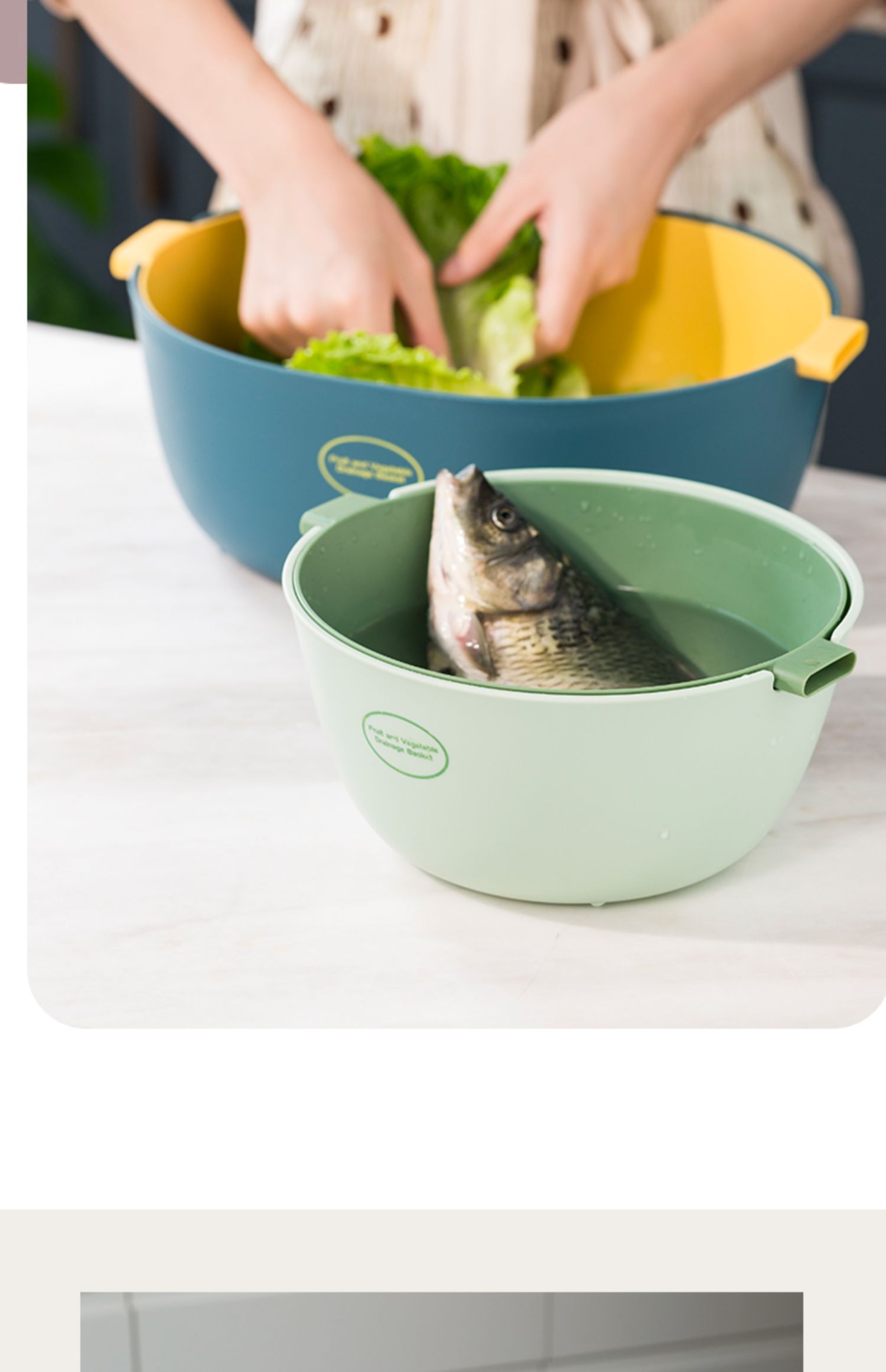 水果篮家用沥水篮洗菜盆客厅果篮子北欧水果盘厨房创意双层洗菜篮