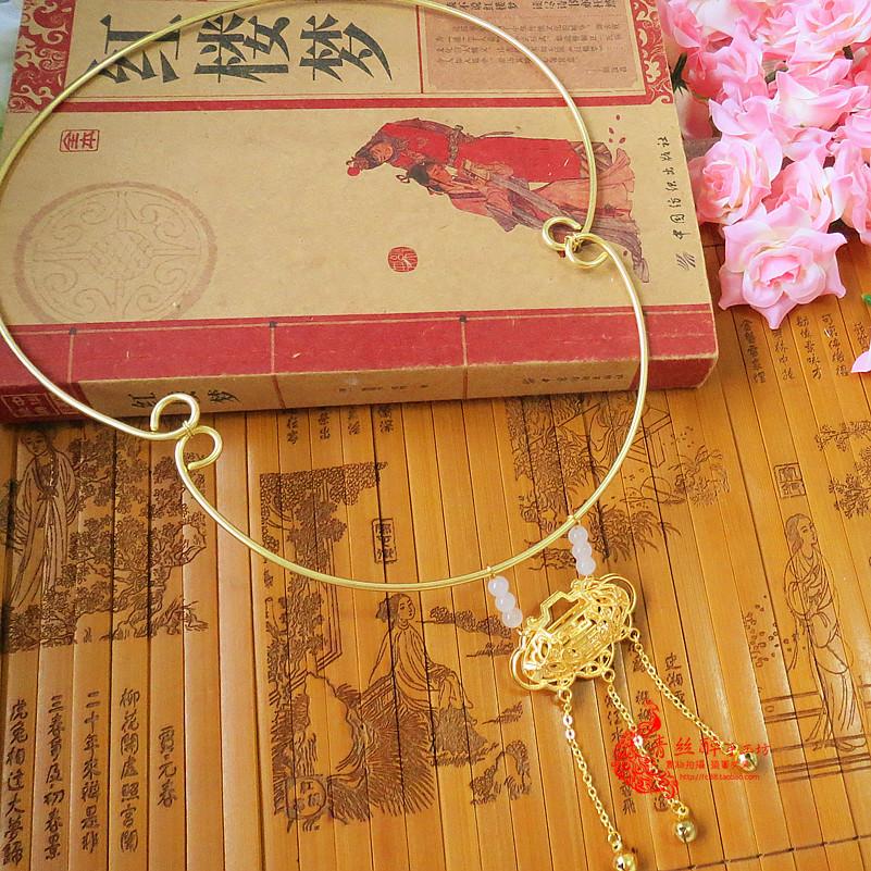 高品质纯铜款 红楼梦贾宝玉 薛宝钗璎珞通灵宝玉项圈 长命锁项链 jimi