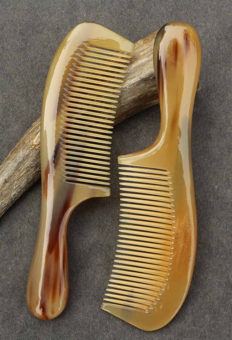 白牦牛角梳子密齿梳 直发顺发梳 男女儿童梳便携按摩梳 你那么美 小号