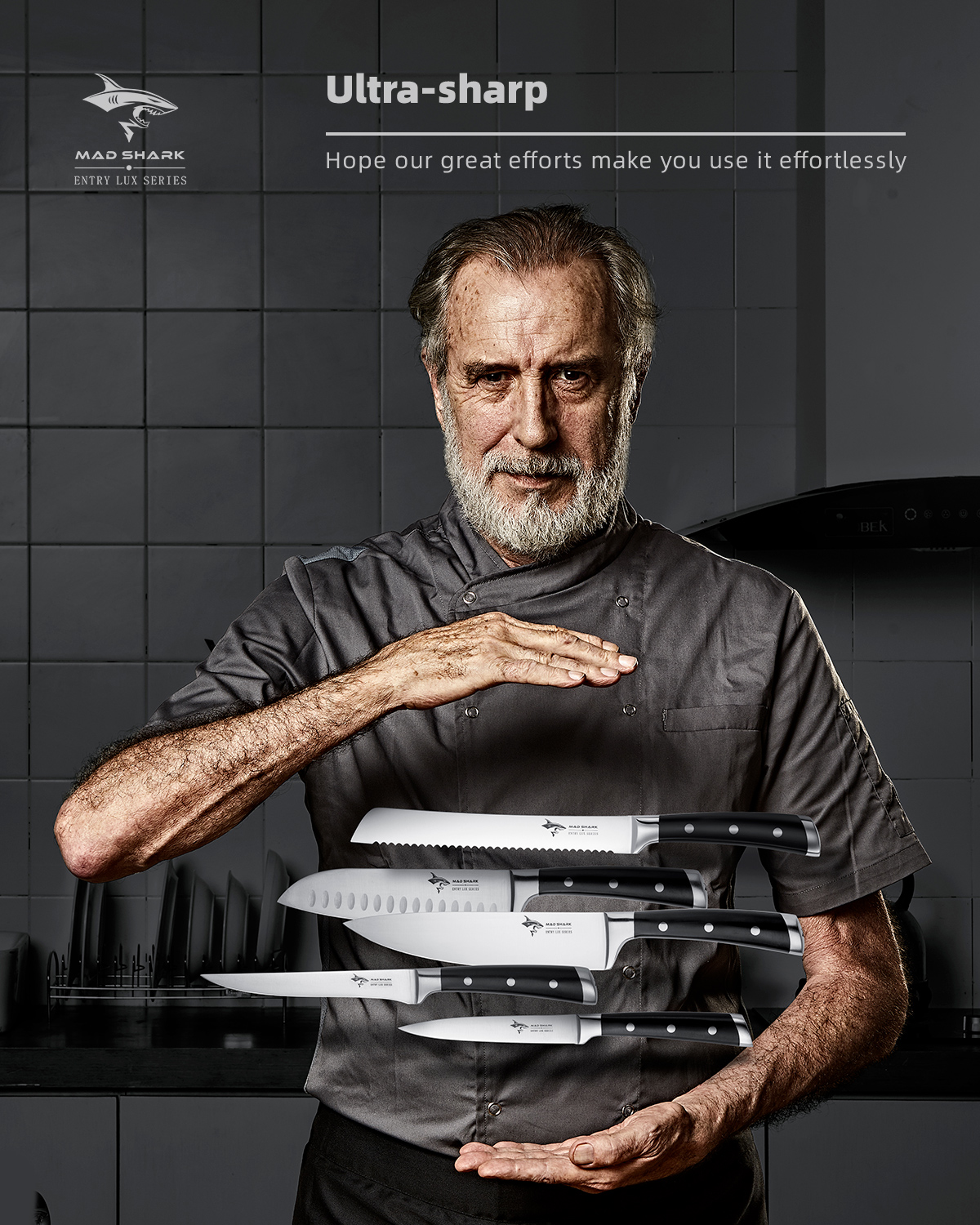 狂鲨madshark德国菜刀三德家用牛扒面包水果剔骨厨师房刀具超快锋利
