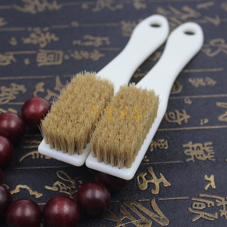 定制文玩工具六排猪鬃毛刷金刚菩提清理刷子文玩清洁刷木柄猪鬃刷