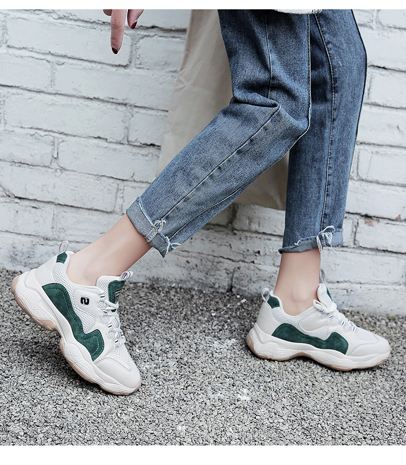 公猴女鞋老爹鞋女2020新款运动真皮厚底ins超火百搭网红潮鞋