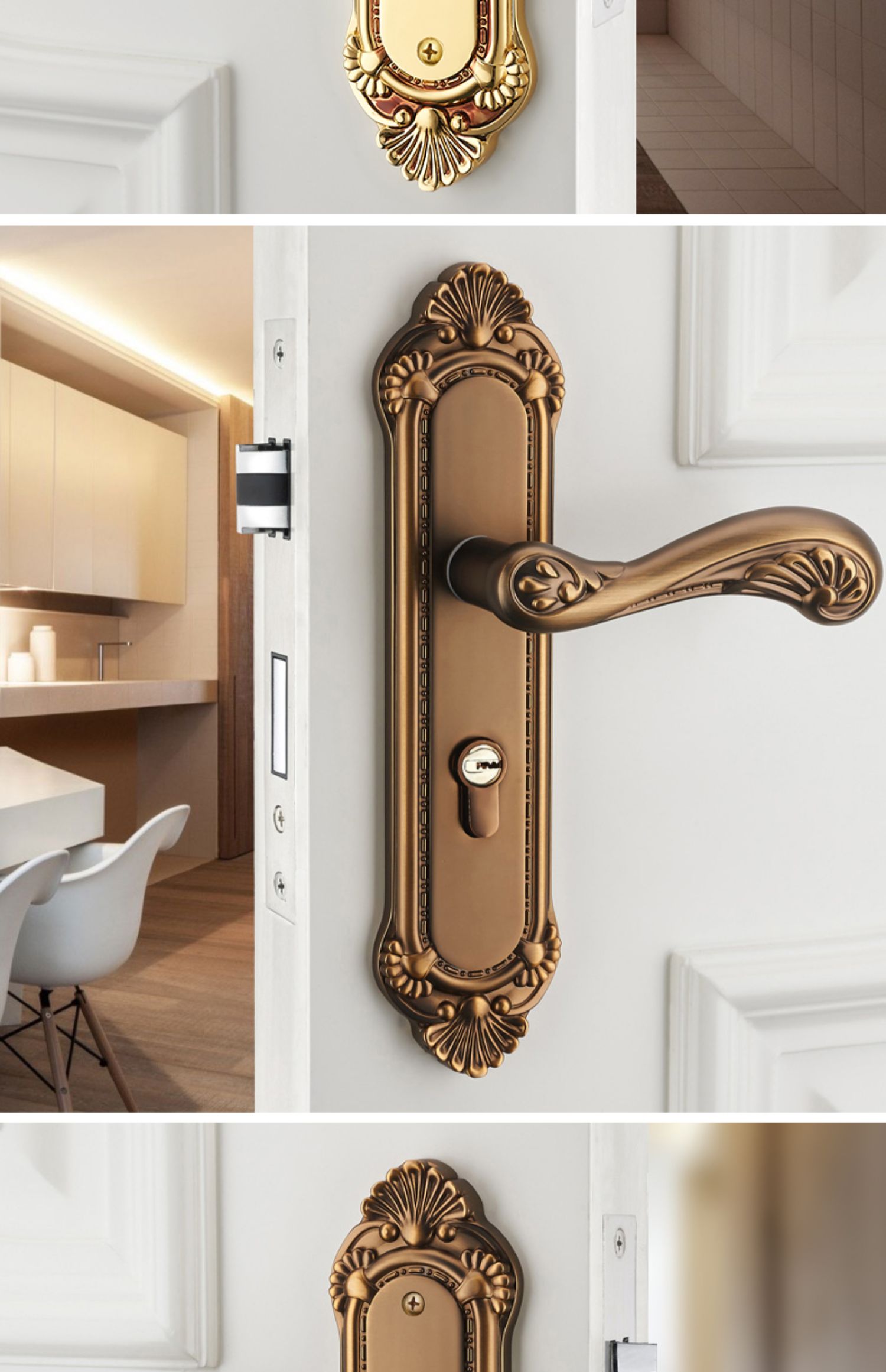 jingping欧式门锁卧室家用室内锁具金色轻奢房门锁木门把手通用型