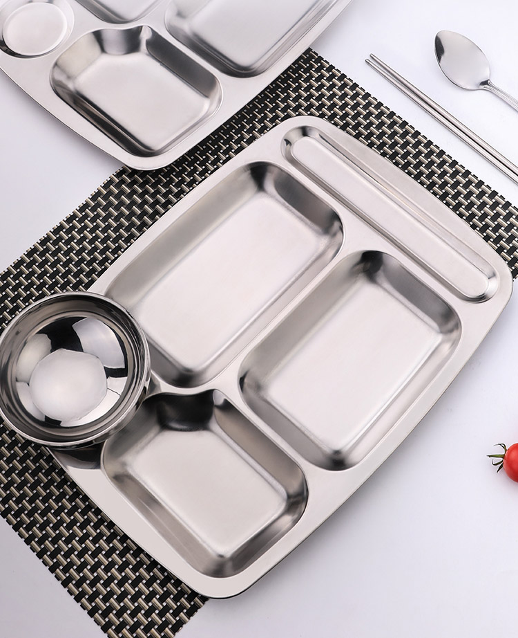 餐盘分格分隔不锈钢快餐盘店成人学生儿童幼儿园食堂餐具盘子家用盘子