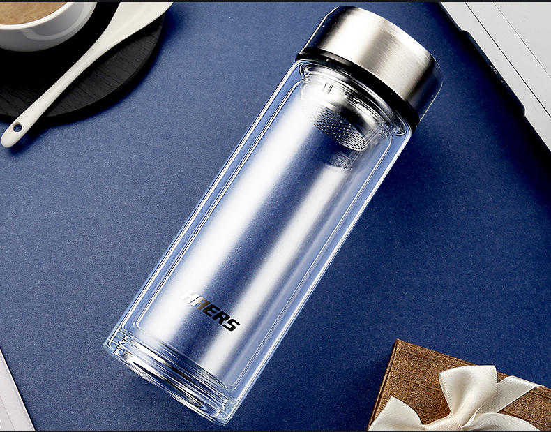 哈尔斯双层玻璃杯男便携创意隔热泡茶