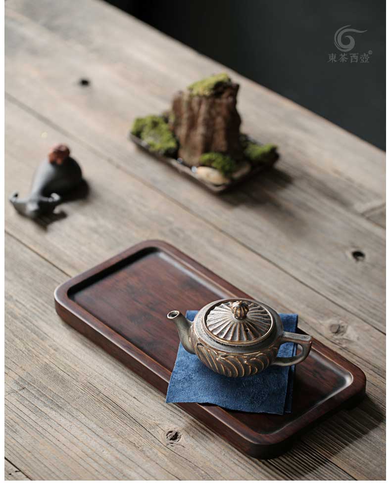 竹制茶奉茶点盘果盘圆形盘家用茶台胡桃色旅行茶具实木新中式干泡盘