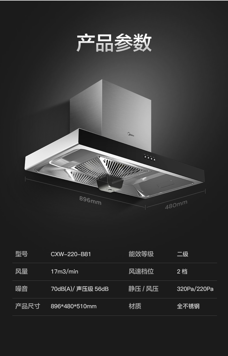 经典欧式不锈钢抽油烟机17立方大吸力宽屏拢烟cxw-220-b81 家电【价格