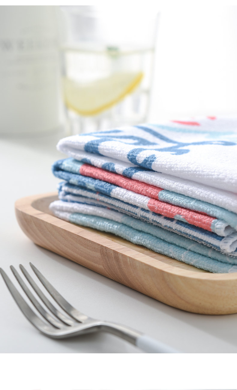 北欧风吸水洗碗巾厨房抹布四条装擦碗布不毛擦桌布百洁布童话小屋四条