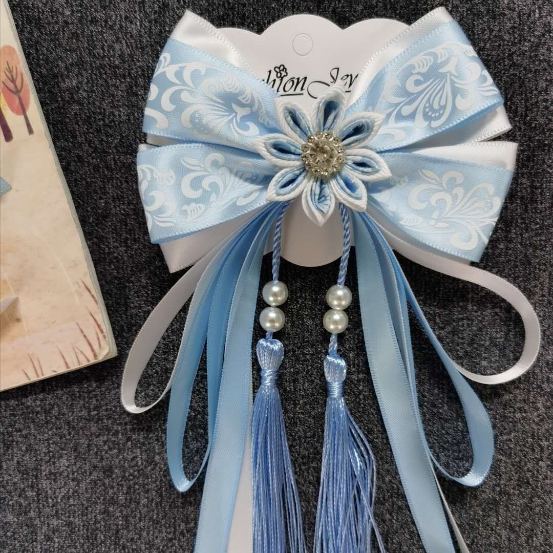 汉服头饰蝴蝶结发饰飘带头饰古风超仙汉服发夹后脑勺蝴蝶结发夹大