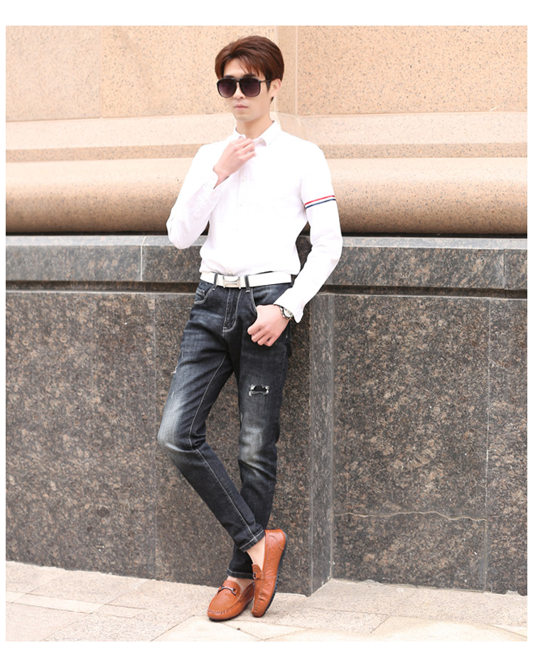 纯皮豆豆鞋男一脚蹬软面2020年春季新款软底精神小伙社会英伦闪潮高帮