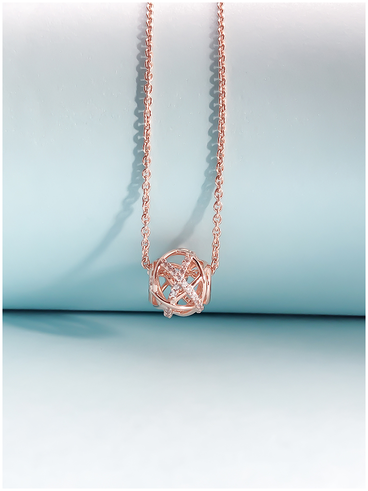 潘多拉项链女pandora镂空银河优雅玫金锁骨链zt0128项链套装