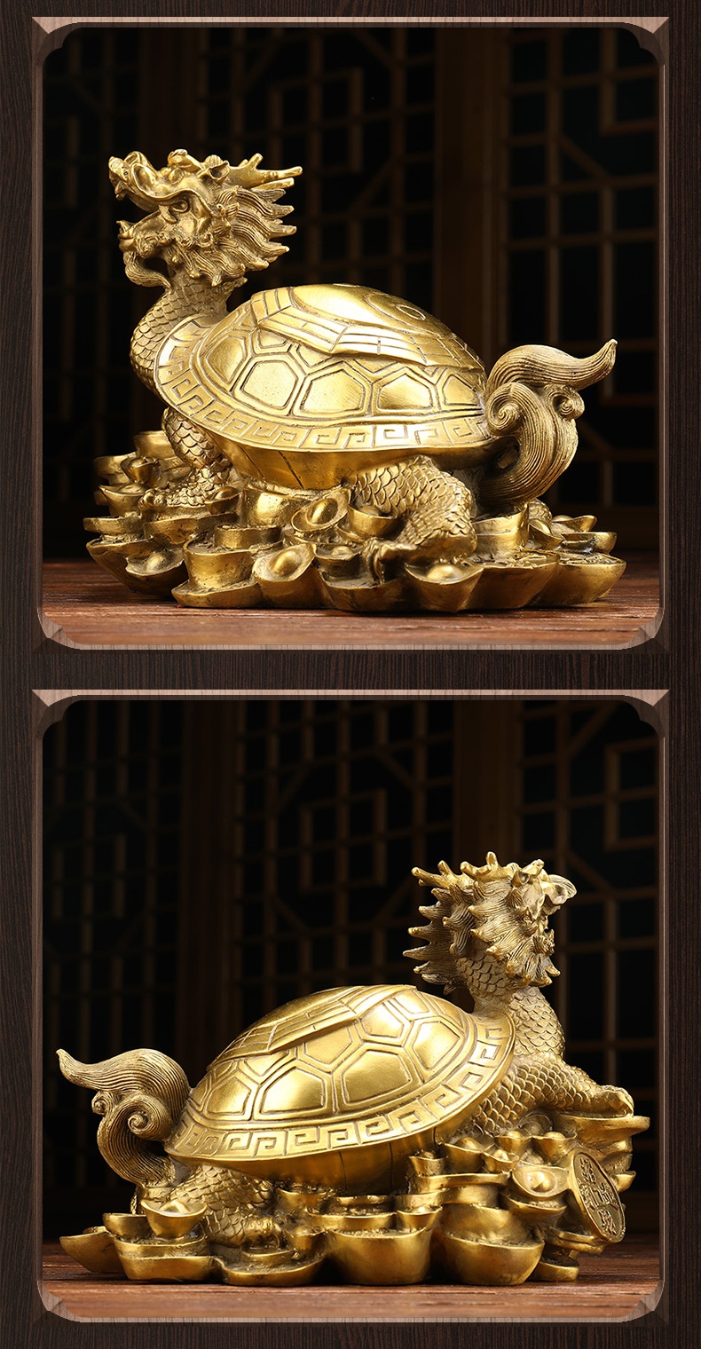 美帮汇大号铜龙龟摆件龙头龟赑屃霸下八卦金钱龟玄关装饰