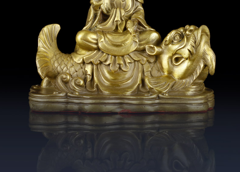 纯铜观音菩萨摆件铜鳌鱼观音车载装饰品汽车内摆件送男女礼品