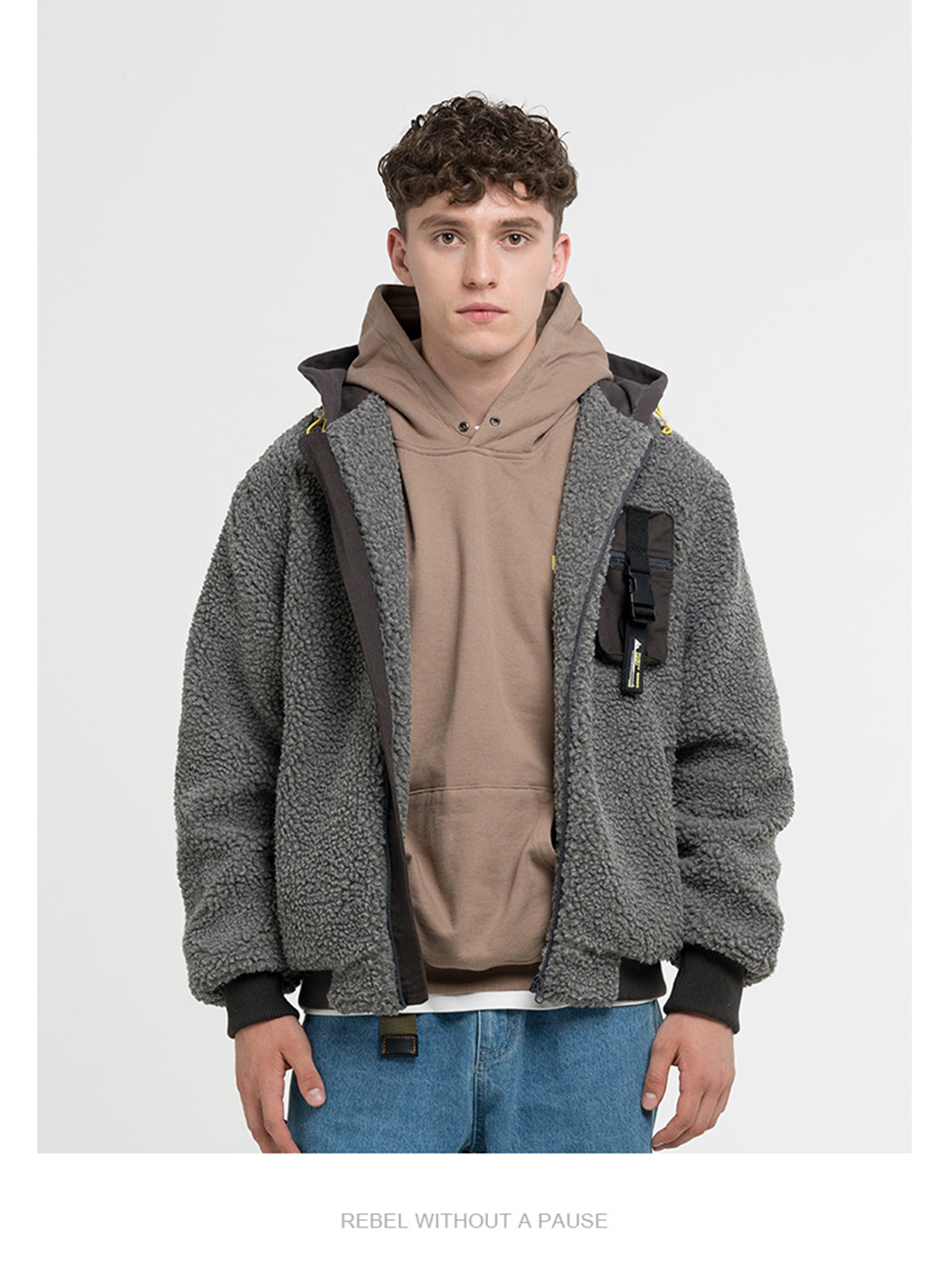 dusty羊羔绒连帽夹克