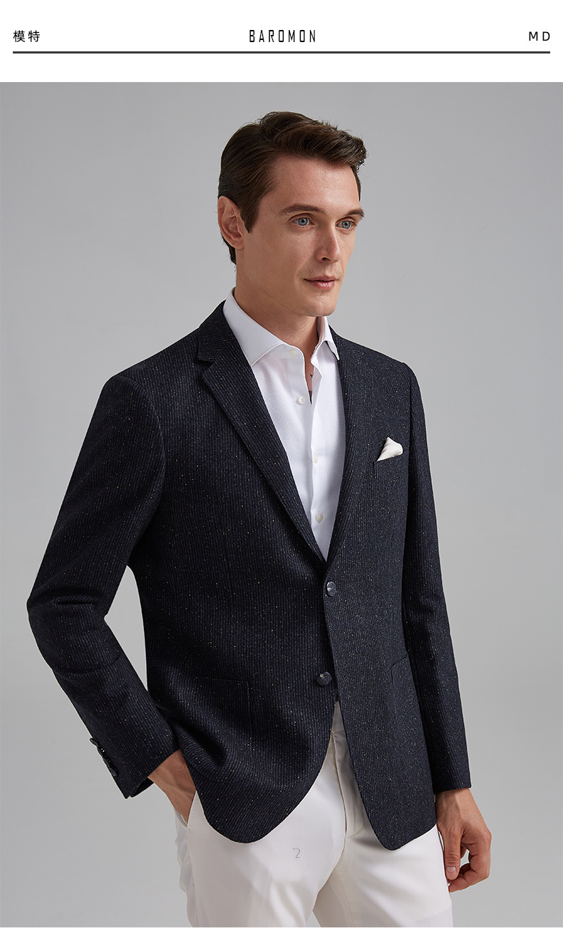 baromon培罗蒙秋季男士西装商务休闲单西便西修身羊毛西服外套