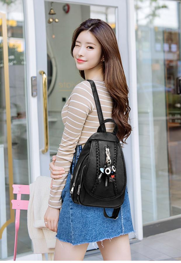 fenghou时尚个性双肩包女2021新款潮韩版休闲胸包百搭书包软皮迷你小