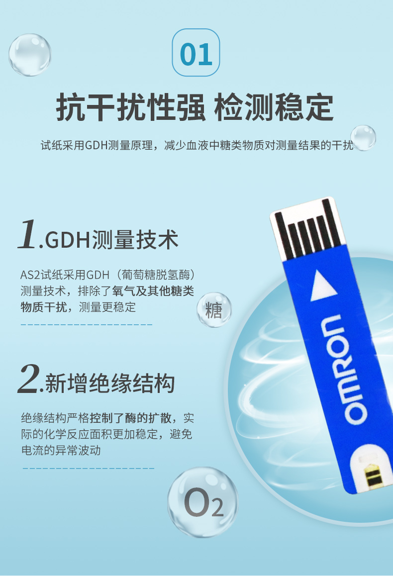 欧姆龙(omron)血糖用品as2 欧姆龙血糖试纸as2血糖测试仪hgm-121/123