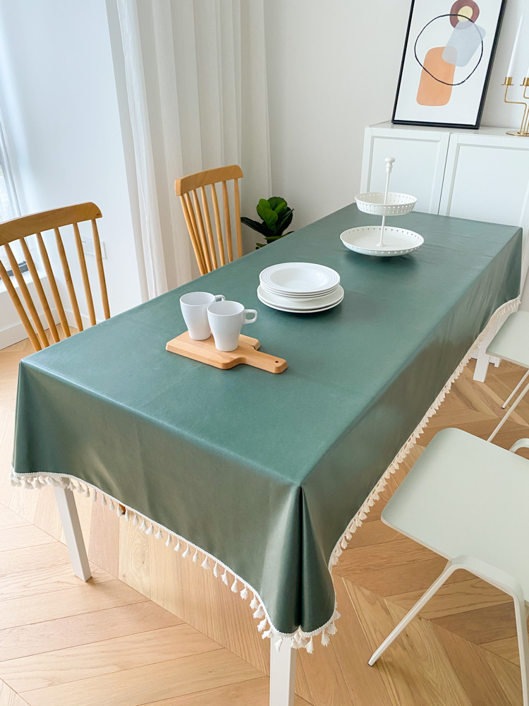 简约现代棉麻防水防油免洗布艺花边桌布餐桌茶几方形家用日式台布