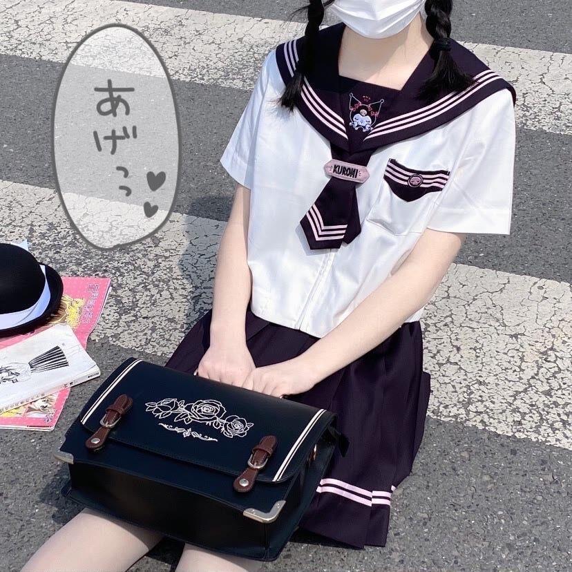 库洛米jk制服送领结水手服套装正统日系夏服短袖上衣女学生两件套上衣