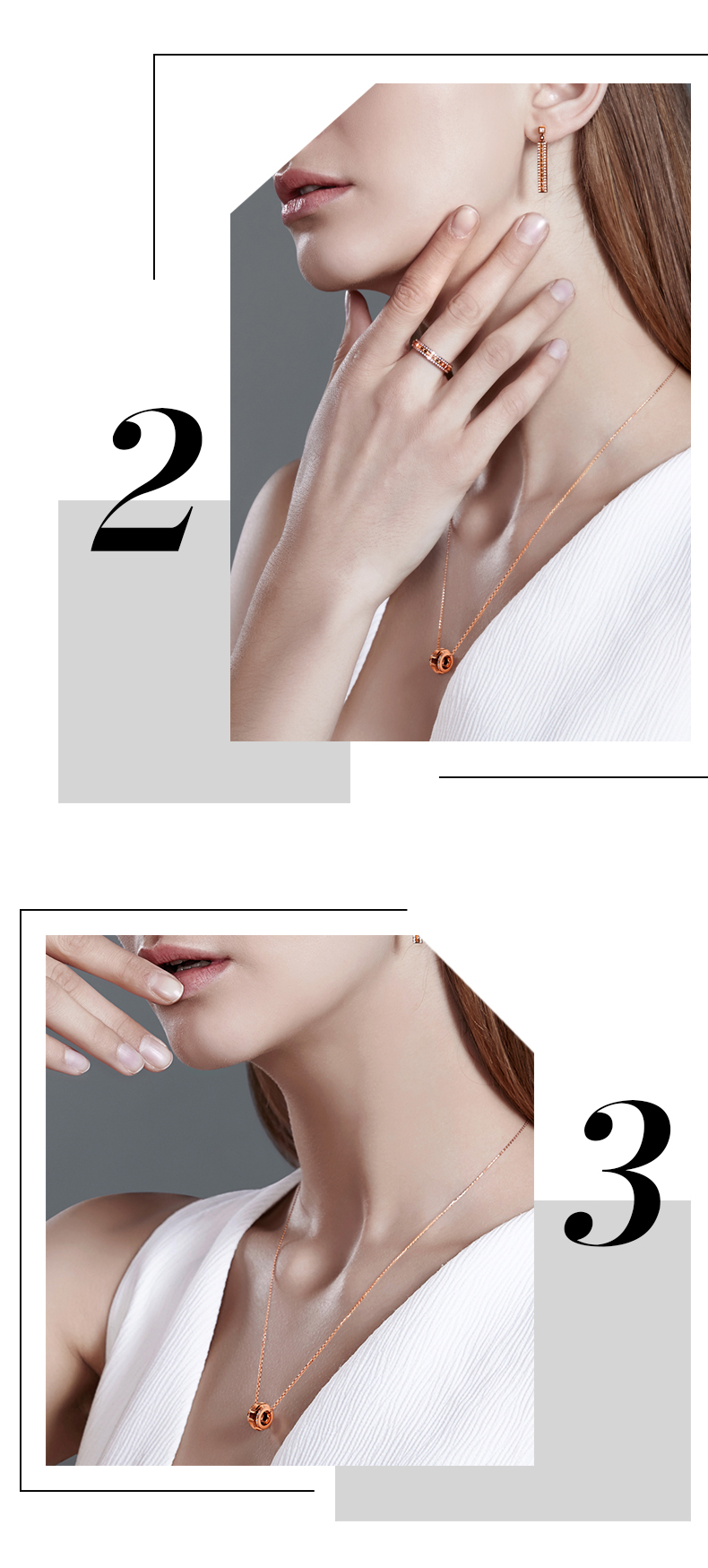 千叶珠宝首饰项链吊坠钻石彩金玫瑰金白金18k金致意时光 礼物