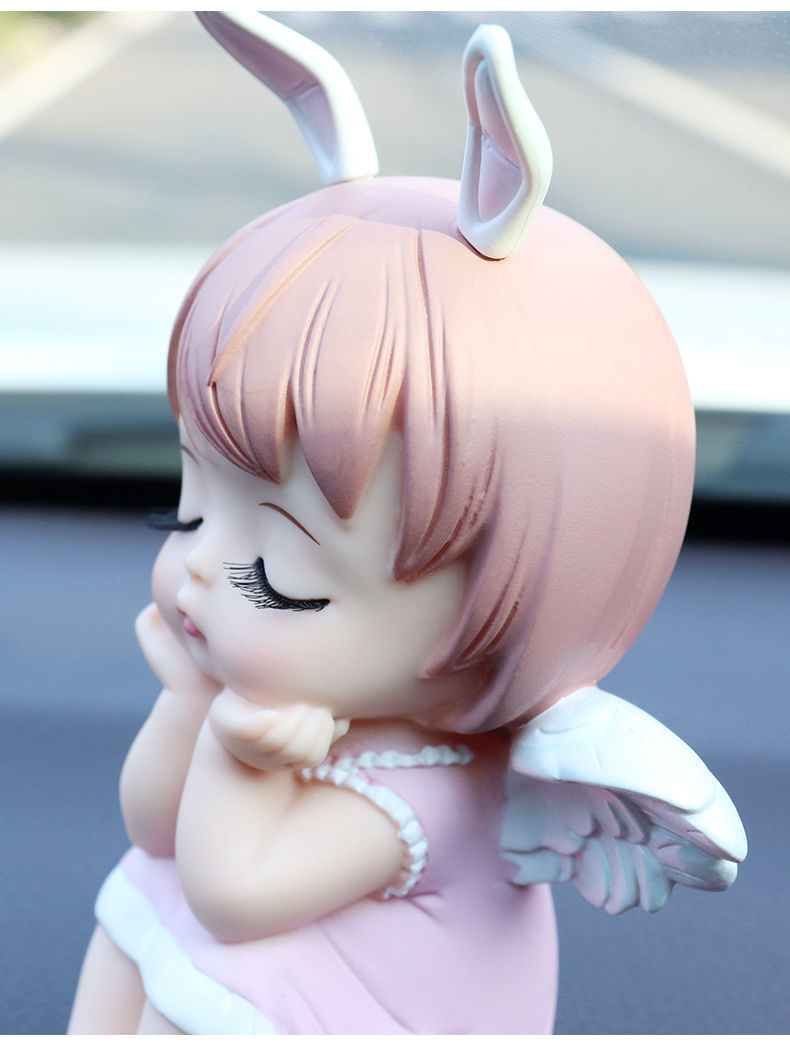 汽车摆件创意可爱安妮天使中控摆台高档女车载装饰车内饰品用 粉色