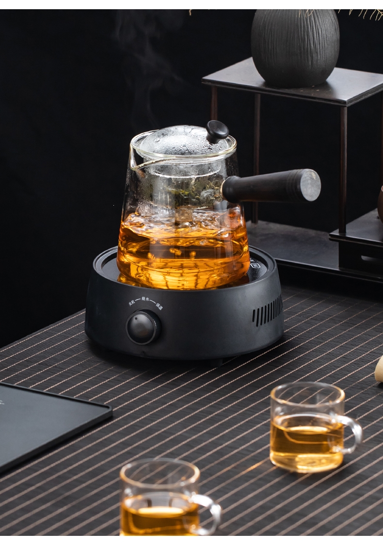 茶壶蒸汽木把茶具保温电陶炉小型养生壶自动直身蒸煮壶木纹电陶炉带