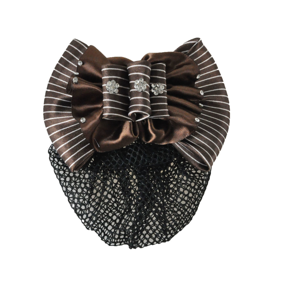 条纹花瓣发网职业头花发卡上班保洁发夹服务员网兜盘头发网兜头花藏青