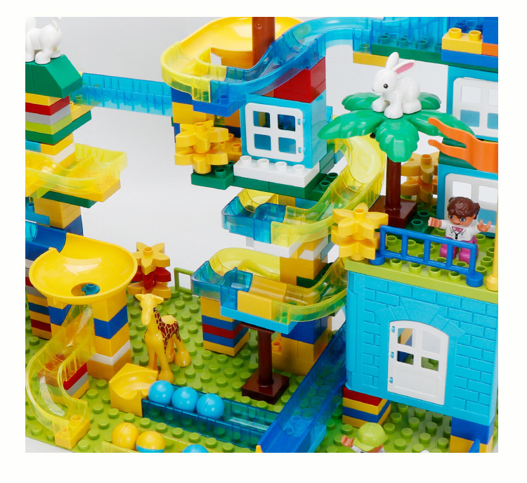 diy丛林滑道场景积木240pcs颗粒探险奇幻森林滑道积木玩具