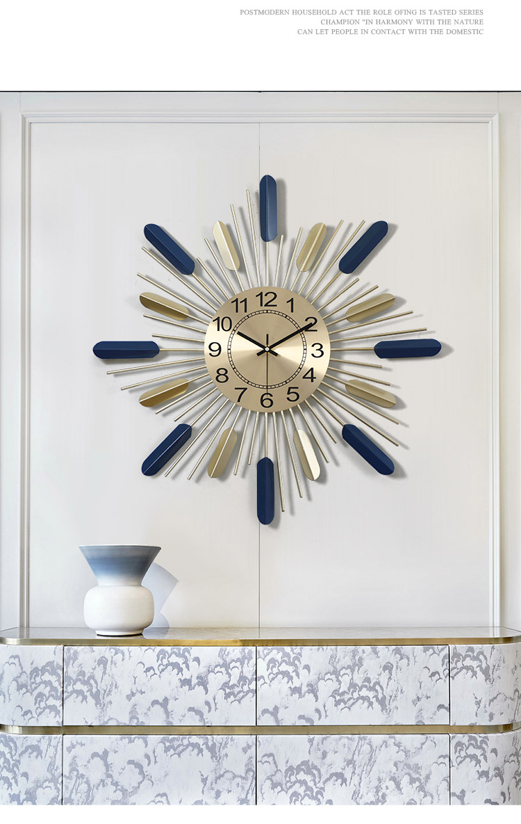 hkfx 约时尚挂钟铁艺个性墙上创意挂表样板房家用大气静音钟表