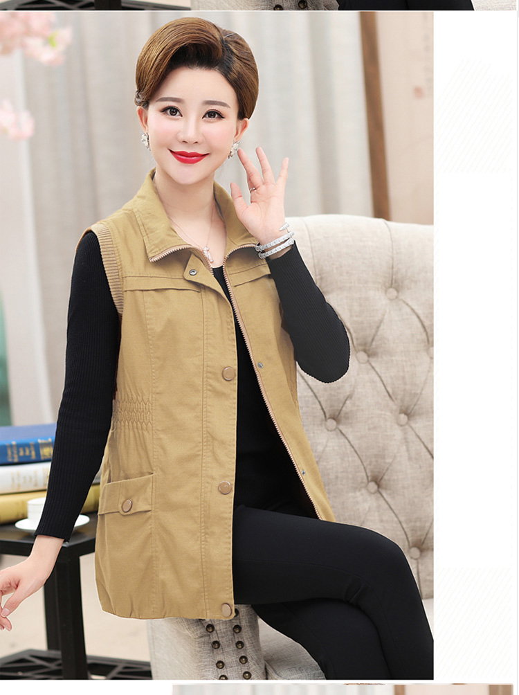 雨裕阁女士马甲 雨裕阁中老年女装马甲春秋薄款妈妈装无袖夹克坎肩40