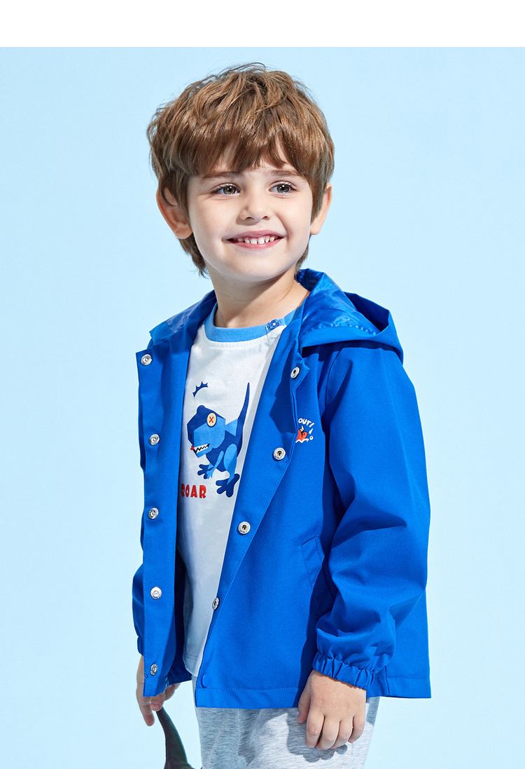 小猪班纳童装男童小怪兽卡通印花连帽外套休闲收口袖口男幼童外套