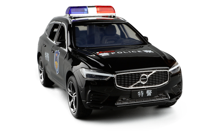 1/32 金属仿真 沃尔沃xc60警车小汽车模型玩具特警车儿童玩具 黑色