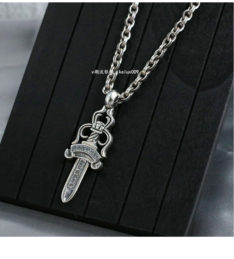 克罗心925纯银复古潮童军花吊坠女字母项链男 jimi