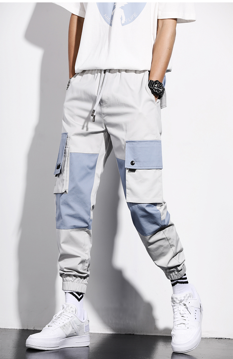 工装裤男宽松休闲束脚裤男生ins潮口袋装饰抽绳裤子 yibusheng男士