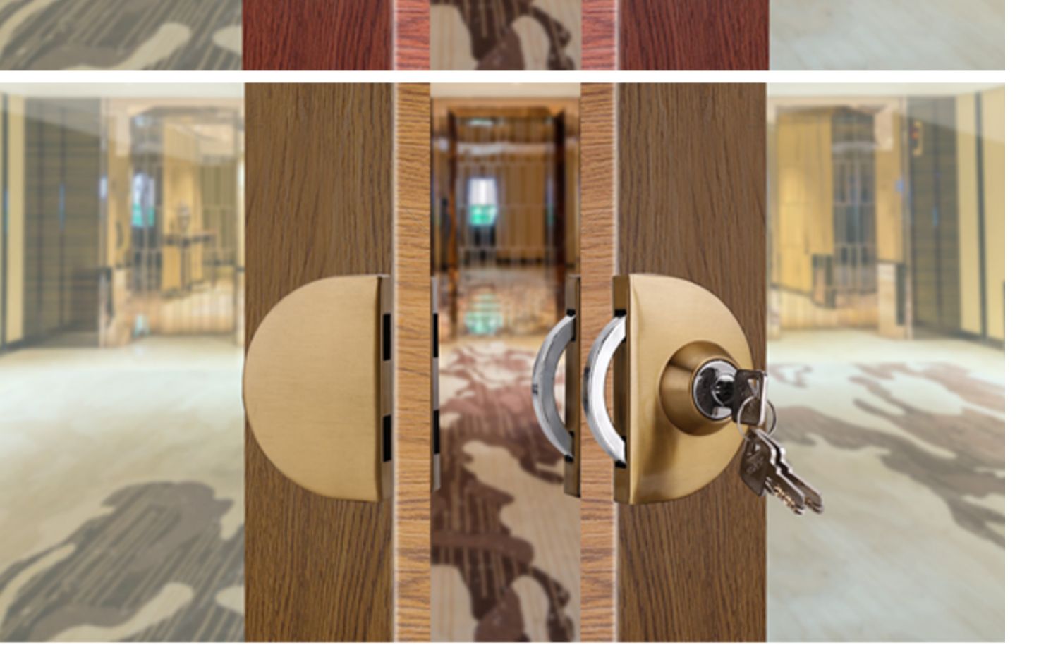 jing ping有框玻璃门锁铝合金不锈钢包边木门单门双开门推拉移门趟钩