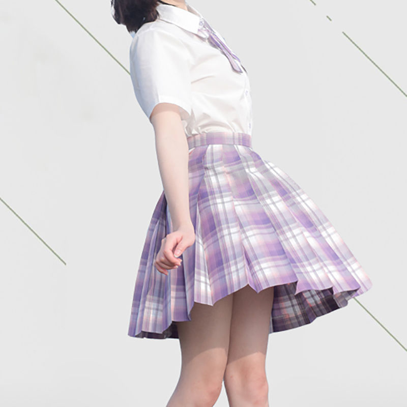 正统日系套装百褶制服裙jk制服不死川短袖衬衫套装女学院风格裙山吹格